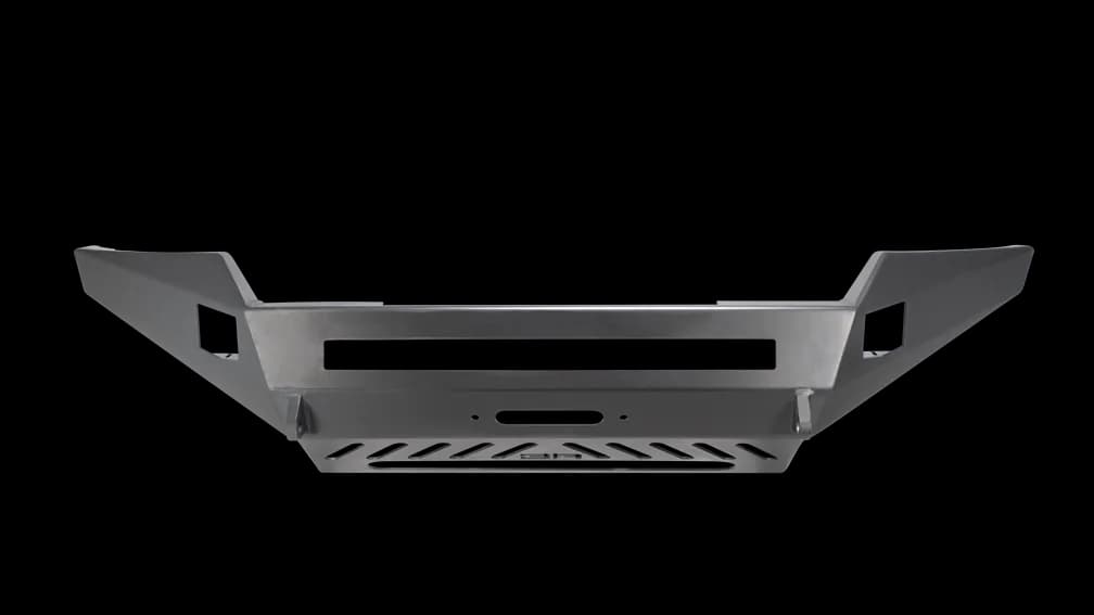 PRO-Series Front Winch Bumper; 3/16 in. Plate; 1/4 in. Winch Mount ;20 in. Dual Row/ 4 Cube Style LED Light Mount; Black; Steel;
