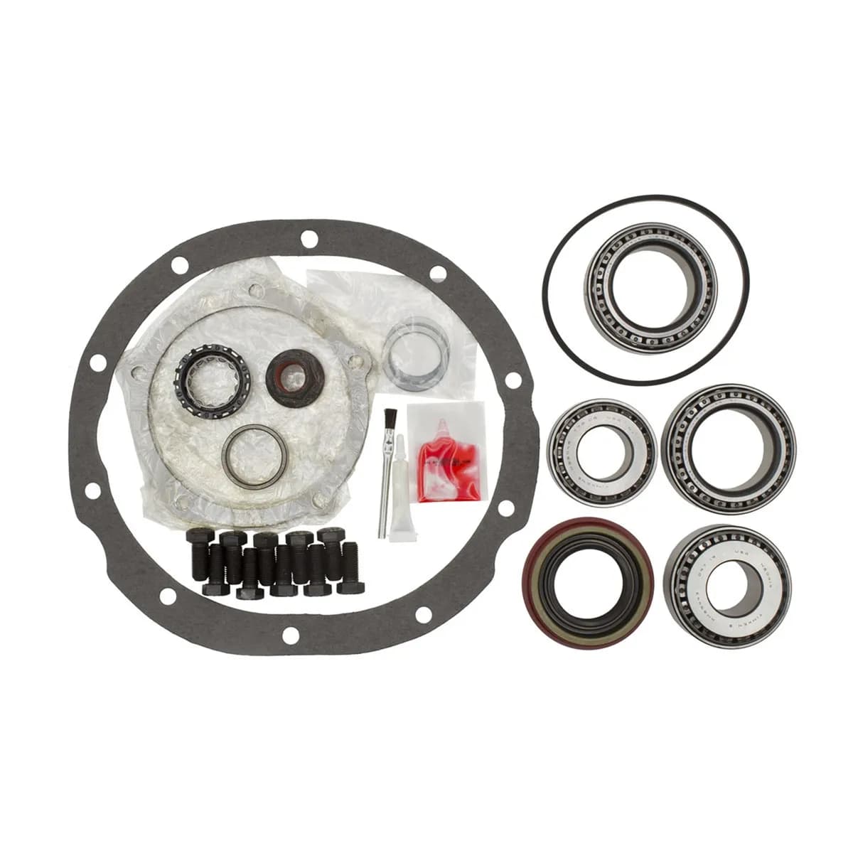 Eaton Master Differential Install Kit; Rear; Ford 9 in. Daytona; 10 Cover Bolts; 10 Ring Gear Bolts; 28/31 Axle Spline; 28 Pinion Spline; Standard; Fits 2.895 Carrier Bearing;