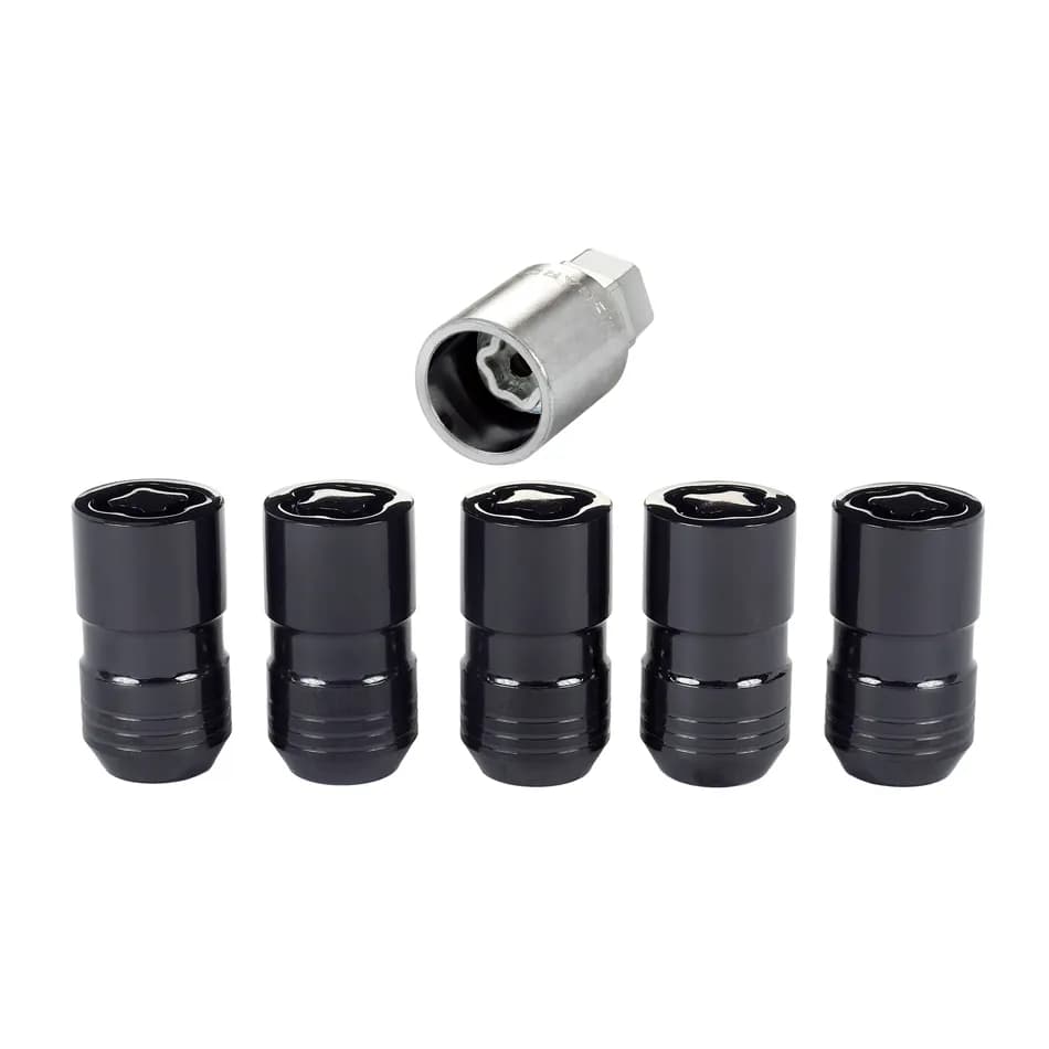 5lock Wheel Lock Set M14x1.5 Nut Cone Seat Dual 21mm & 22mm Hex 1.639 in Oal