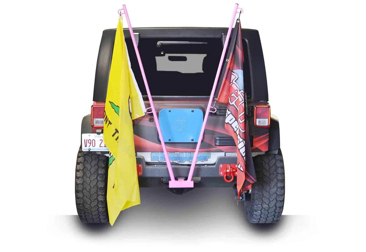 Exterior Accessories 2018 to Present Hitch Mount Flag Holder Holds 2 Flags Bare