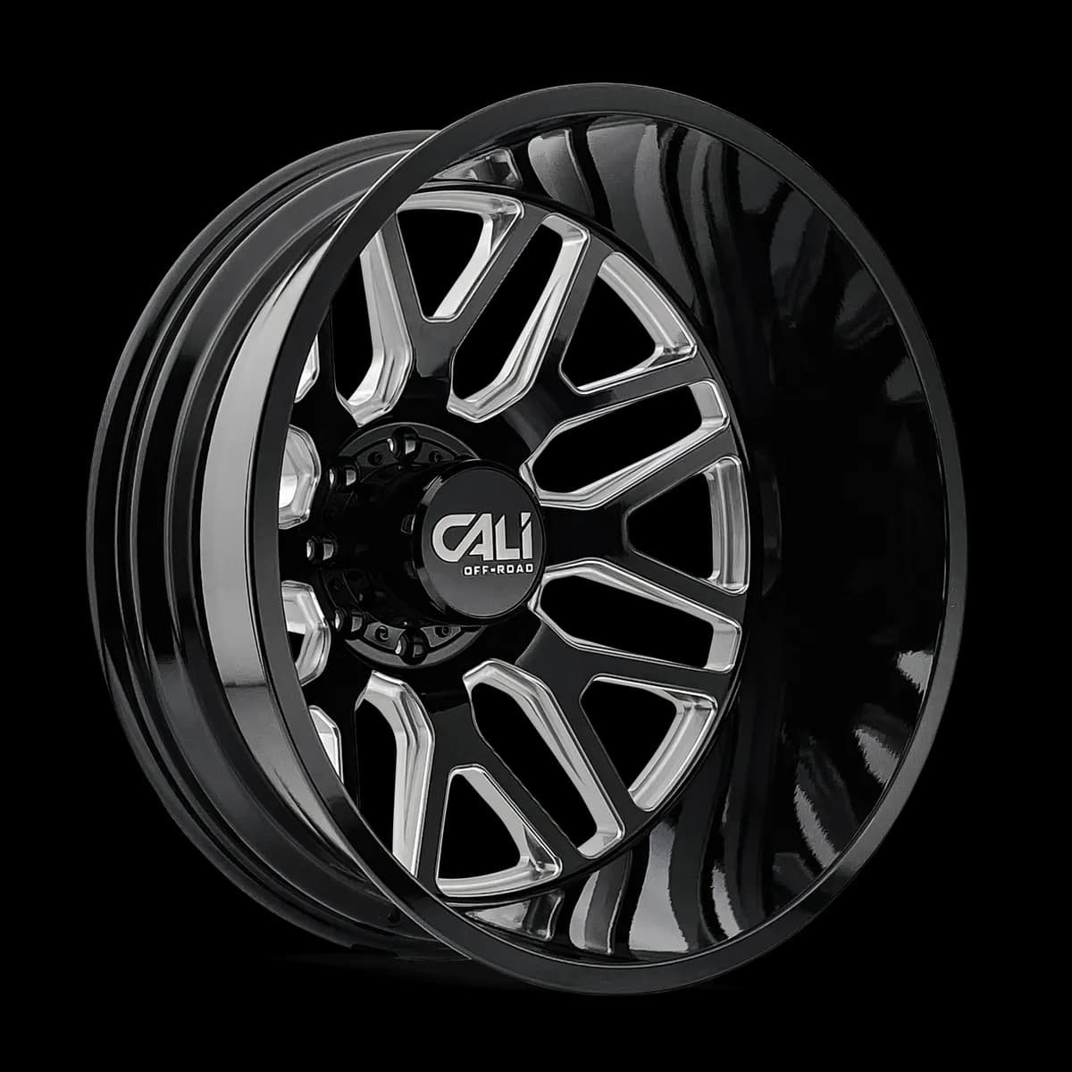 Dually Wheels Invader Dually 9115D GB-M 22x8.25 Milled Spokes Gloss Black 8 On 200 Bolt Pattern -192 Offset Cali Offroad Wheels