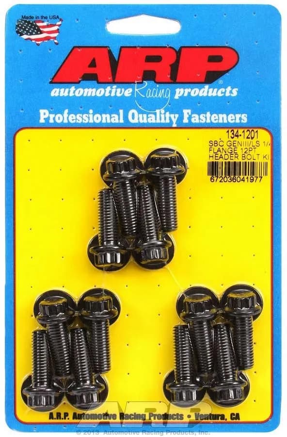 Sbc/Geniii ls 1/4 Wide Header Flange 12pt Bolt Head Black Oxide Header Bolt Kit