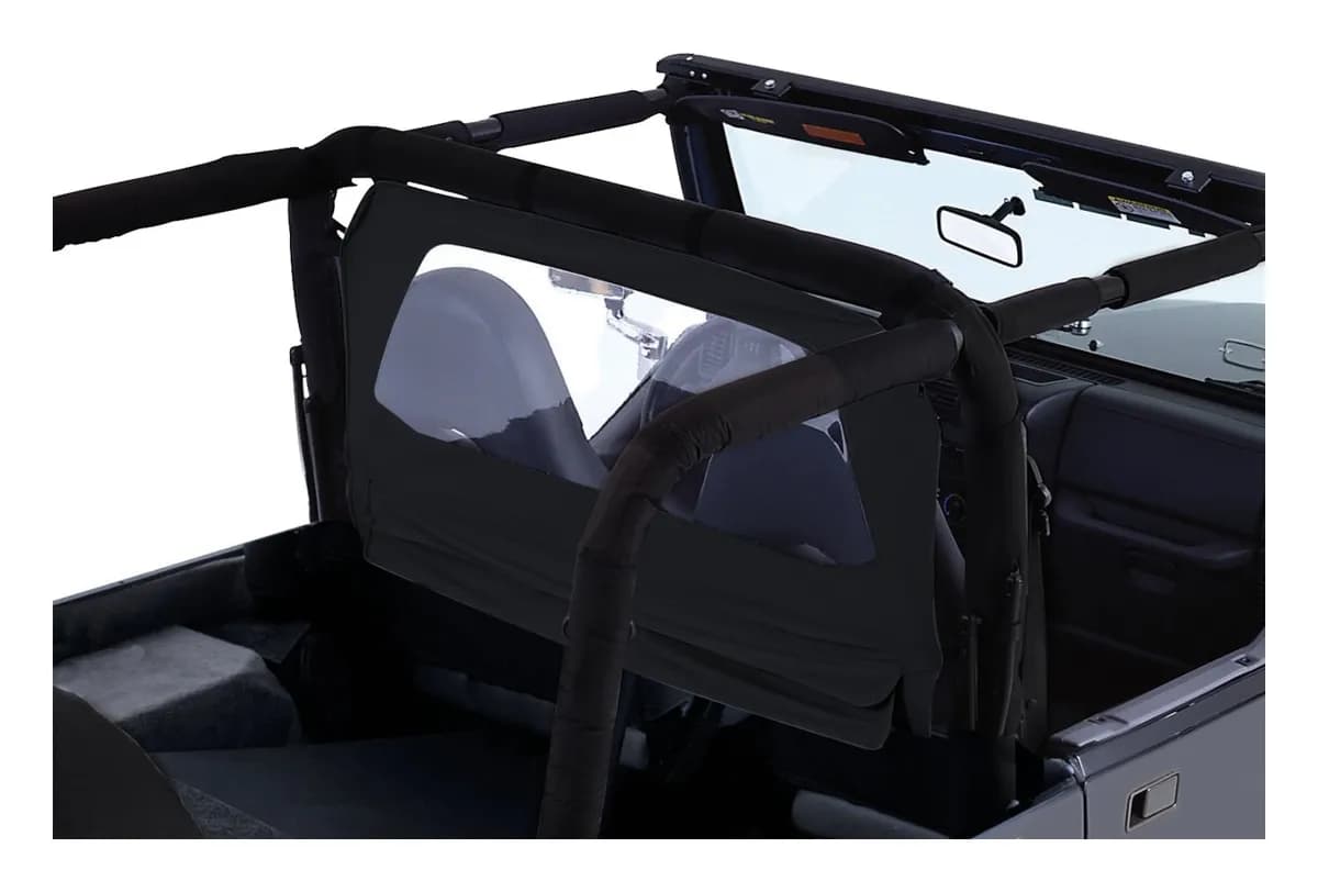 1976-1983 CJ-5 CJ Black Diamond; Deflects air above the passenger area and reduces draft noise and moisture. Clear plastic windows provide excellent visibility. 1976-1986 CJ-7 CJ Black Diamond; Deflects air above the passenger area and reduces draft no