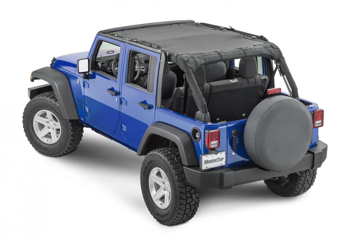Jeep JK Mesh Bimini Top ShadeMaker Plus For 07-18 Wrangler JK 4 Door Black MasterTop
