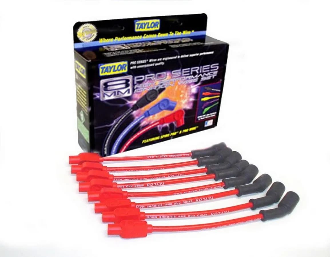 Taylor Cable 1997-17 GM LS-Series V8 8mm Spiro-Pro Spark Plug Wire Set - Red - 180° Spark Plug Boot Angle - 74244
