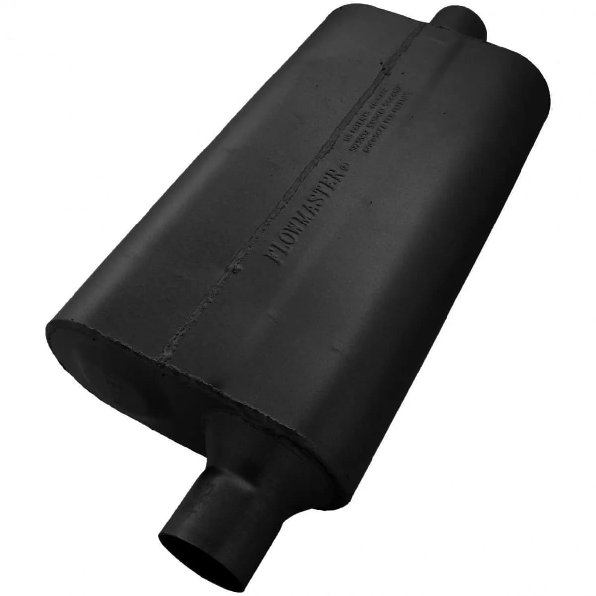 50 Series Delta Flow Muffler 2.25in IN (O) / OUT (C): ea 16 Gauge Aluminized Steel