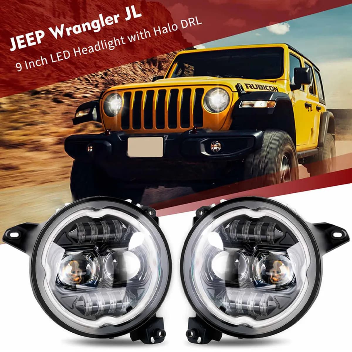 2018+ Jeep JL And JT 9in LED RGBW Direct Fit Headlight Upgrade Kit with ColorSMART Chasing Technology