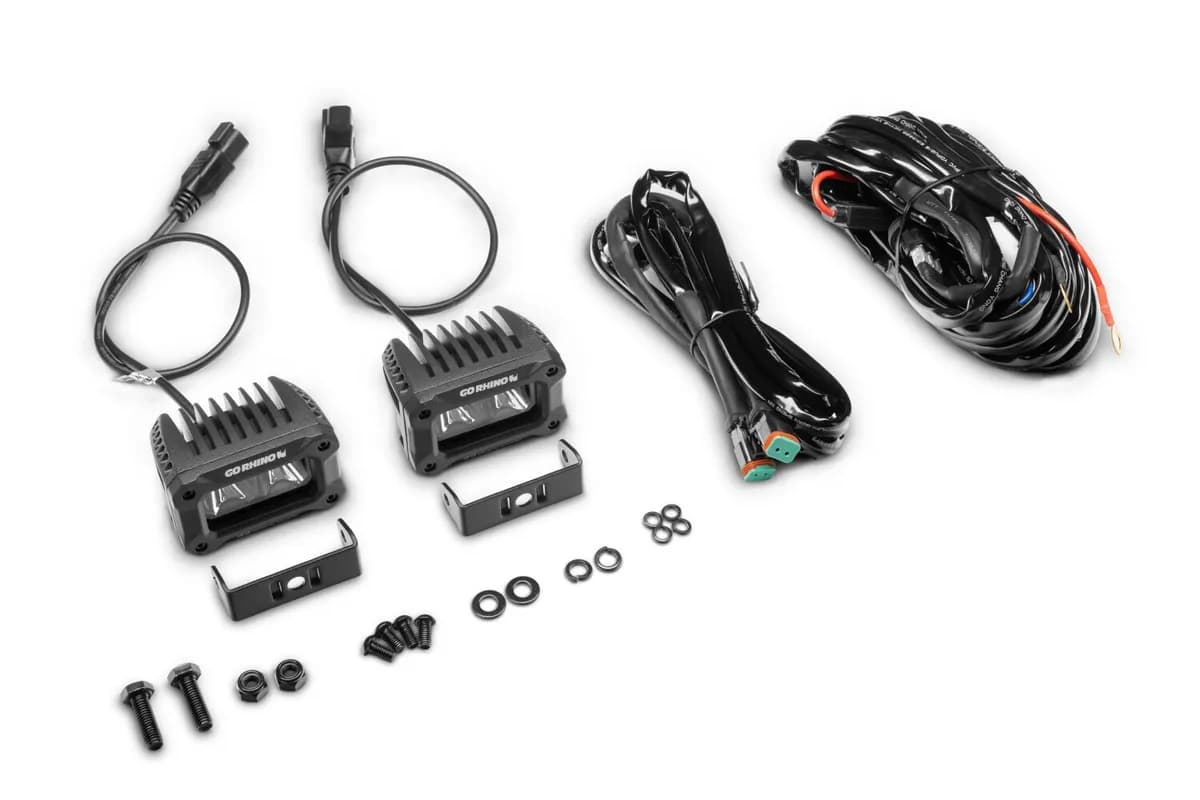 Go Rhino 751003023SBS Bright Series - 3x2 Rectangular LED Spot Lights, Pair