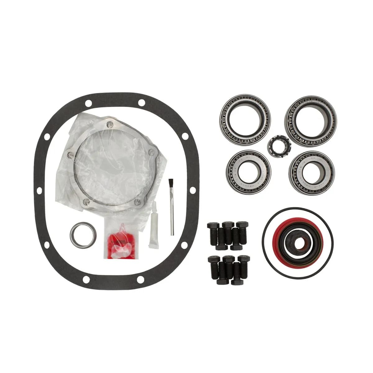 Eaton Master Differential Install Kit; Rear; Ford 8 in.; 10 Cover Bolts; 10 Ring Gear Bolts; 28 Axle Spline; 28 Pinion Spline; Standard Rotation;