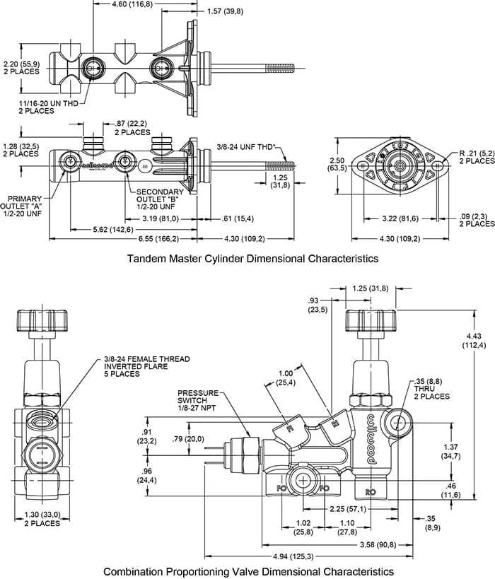 Wilwood KITMCREMOTE TANDEM1516WP-VALVE