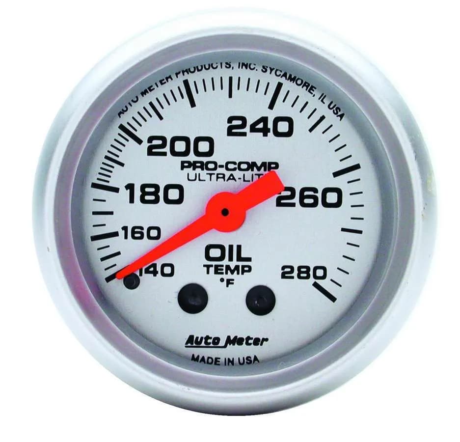 Gauge, Oil Temp, 2 1/16", 140-280?F, Mechanical, Ultra-Lite