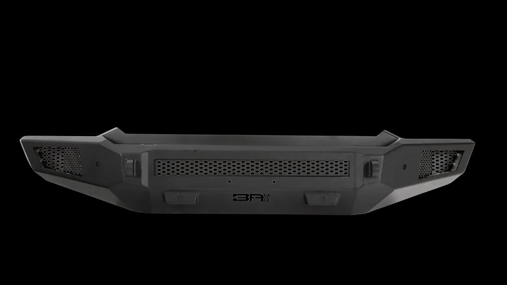 Ambush Series Front Bumper; 3/16 And 1/4 in. Roll Steel; Non Winch; 30 in. Dual Row/4 Cube Style LED Light Mount; Black; Steel;