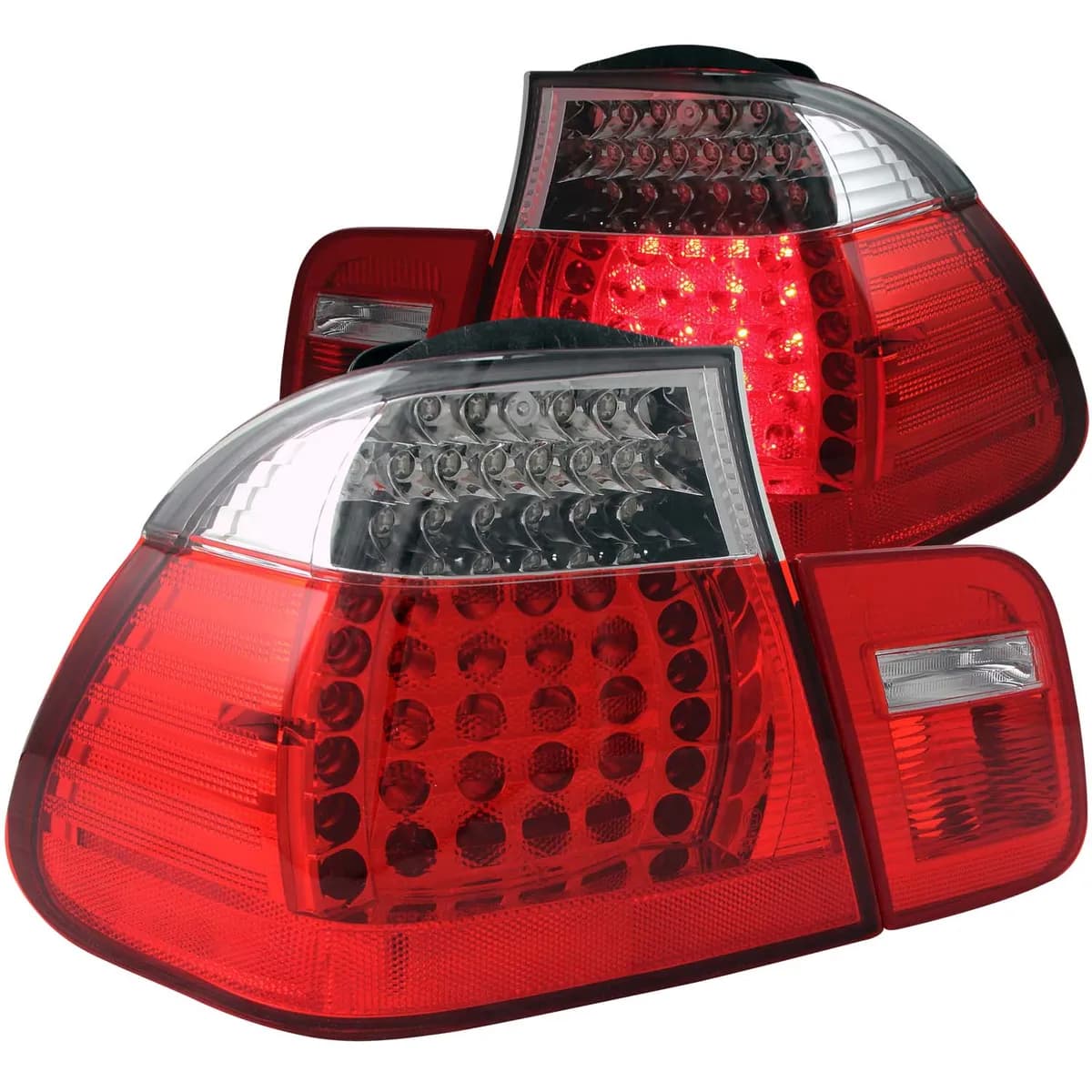 Bmw 3 Series E46 02-05 4DR LED Tail Lights Chrome Red/Clear Lens 2pc