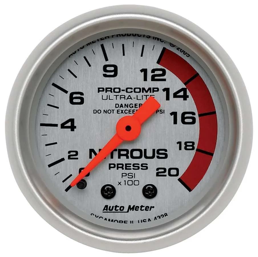 Gauge, Nitrous Pressure, 2 1/16", 2000psi, Mechanical, Ultra-Lite