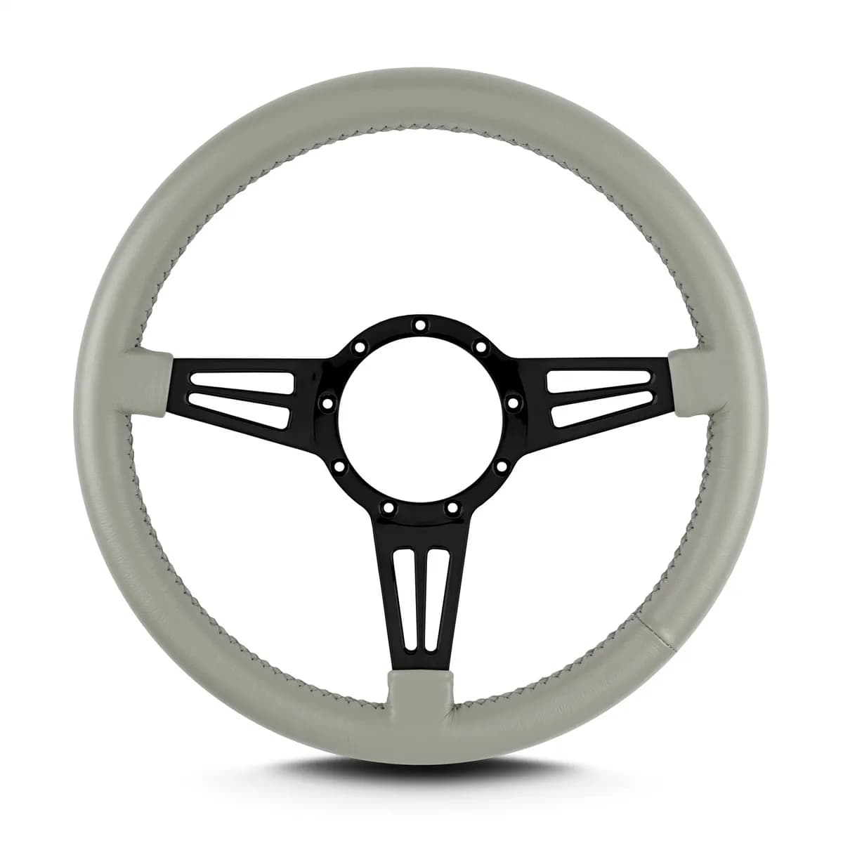 Lecarra Mark 4 Double Slot Steering Wheel; Light Grey; Black Spokes; 14 in. Standard Grip;