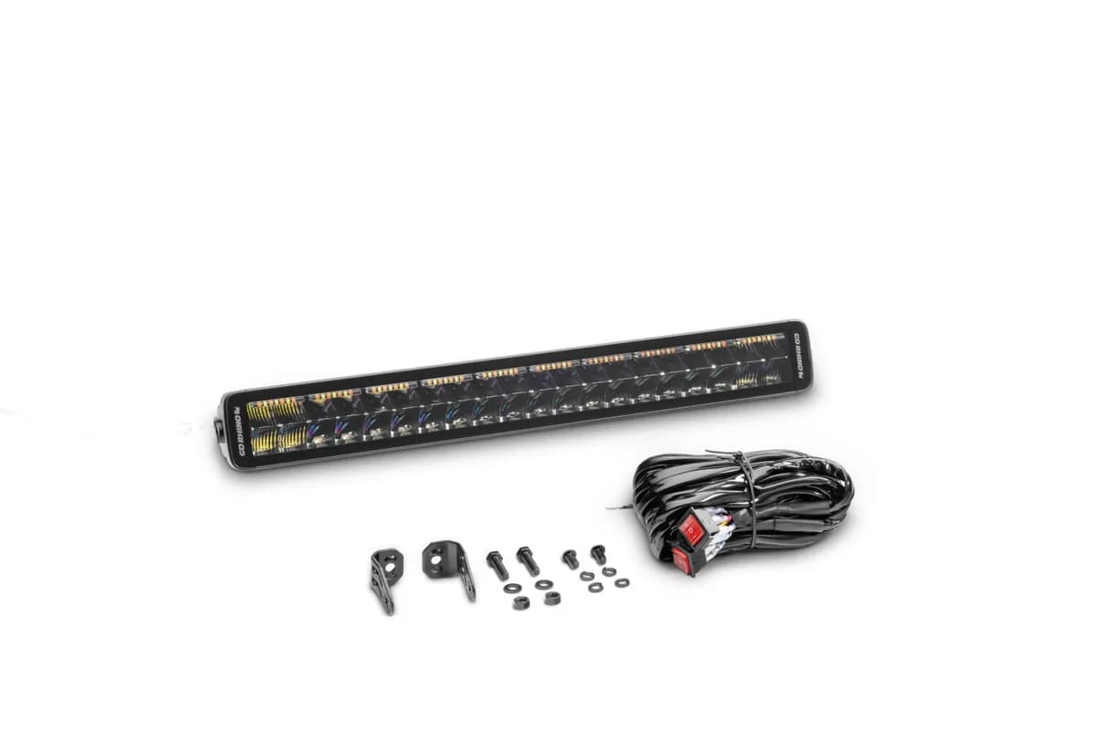 go Rhino 752002112cds Blackout Combo Series - Doubleline 20 Double Row LED Light Bar W/Amber Leds