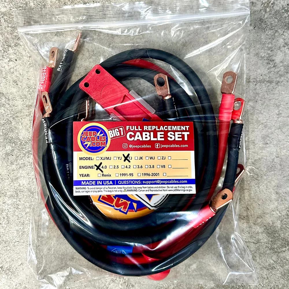 1999-2005 Jeep Grand Cherokee WJ Battery Cable Kit 4.0 Liter 4 Gauge Battery Cable Big7Kits