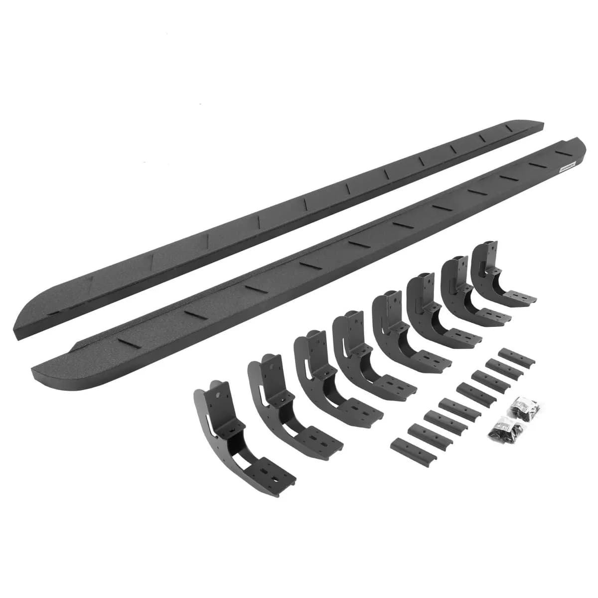 Go Rhino 63404887ST - RB10 Slim Line Running Boards With Mounting Brackets - Protective Bedliner Coating