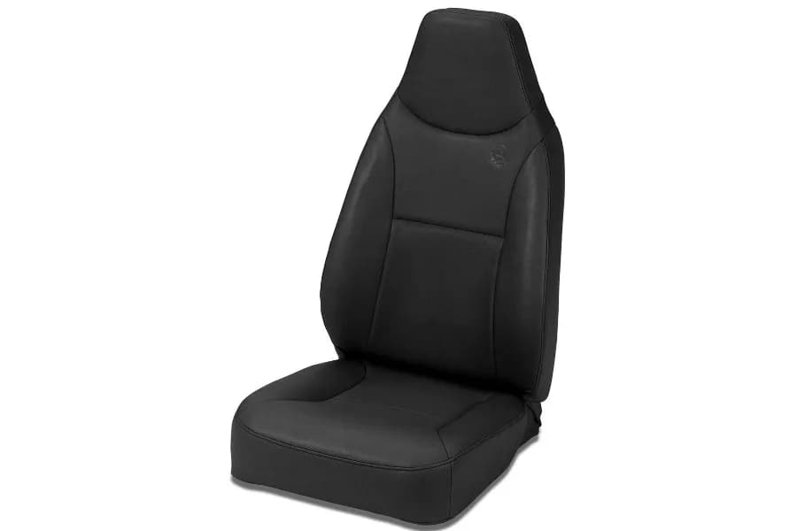 Jeep Bucket Seats Trailmax II Standard Front High Back Fixed Bucket Seat For Jeep 1976-1986 CJ7 All Vinyl Black Denim Bestop