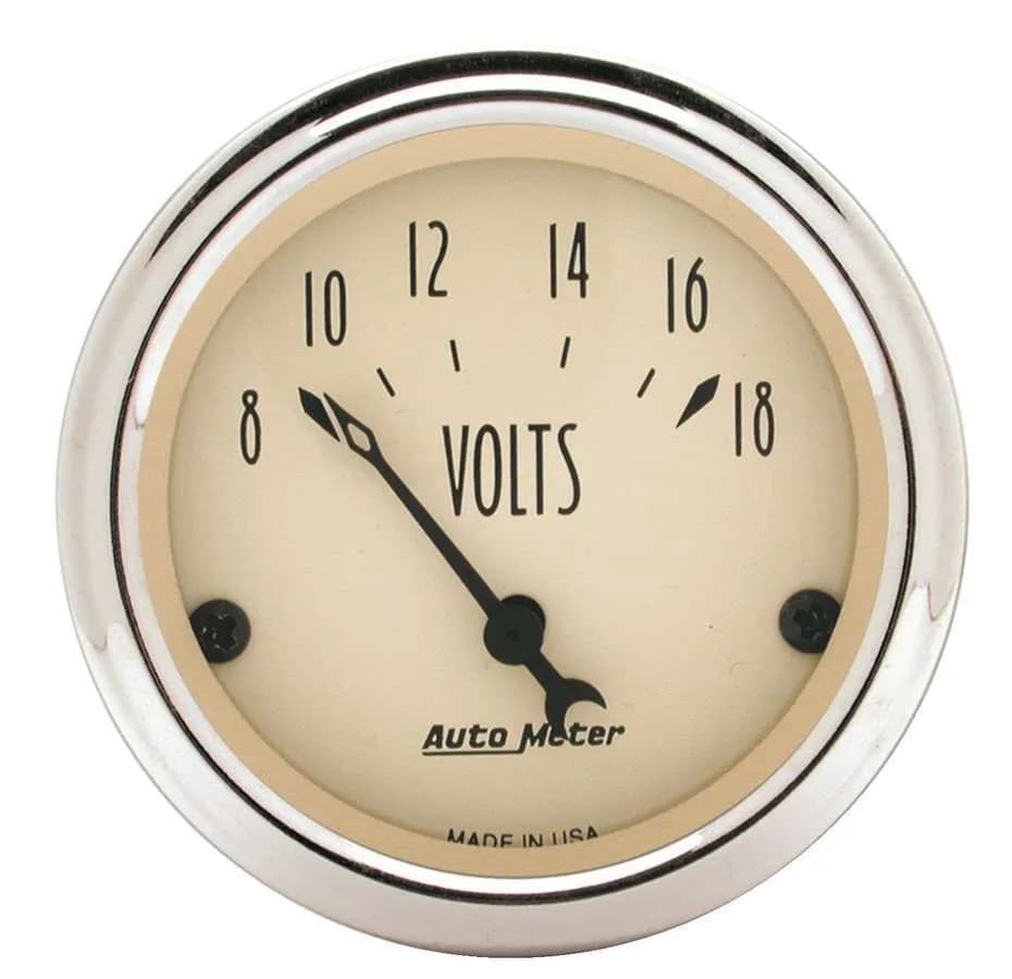 Gauge, Voltmeter, 2 1/16", 18V, Elec, Antique Beige