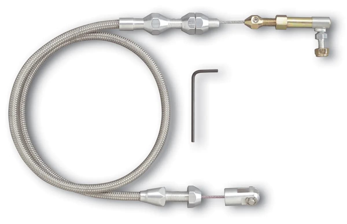 Hi-Tech Throttle Cable Kit; Universal; U-Cut-To-Fit; 48 in.; Incl. Aluminum Ferrules/Instructions/Stainless Steel Housing/Stainless Steel Aluminum Fittings;