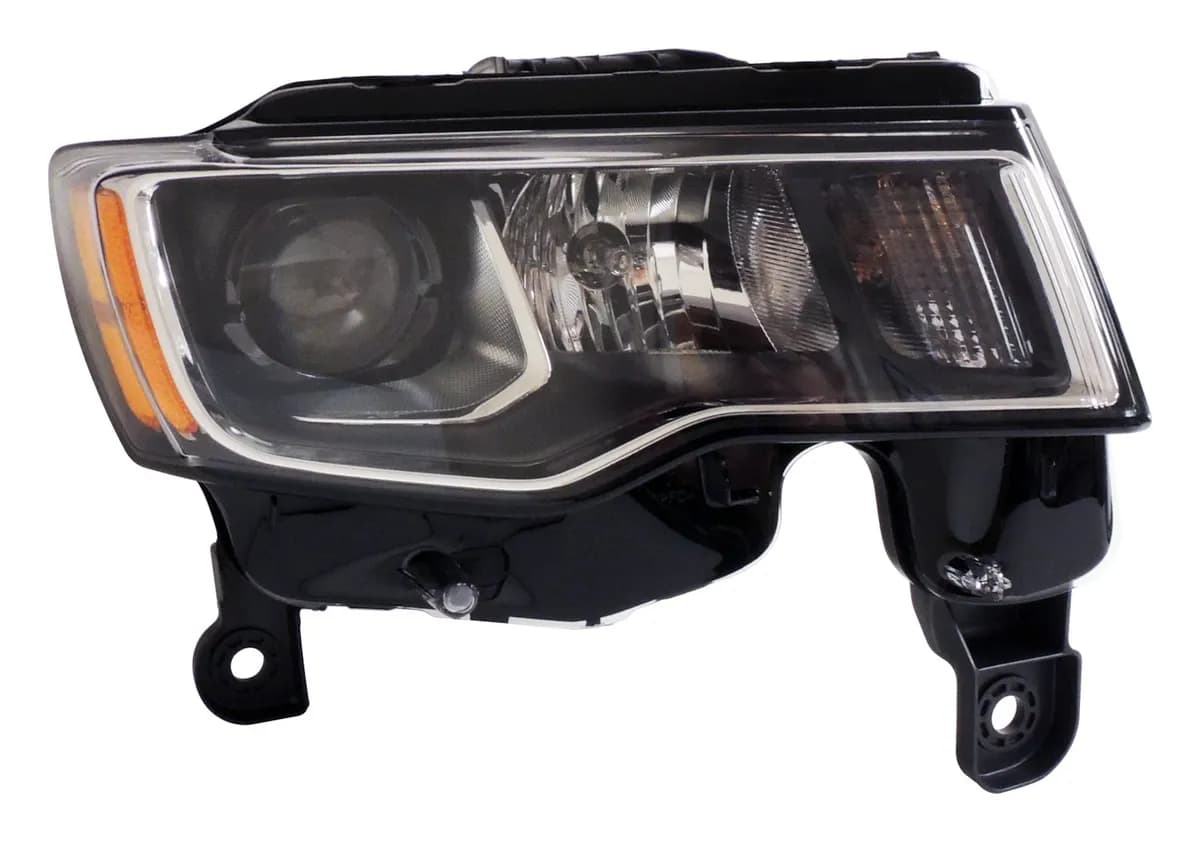 Headlight for 2017-2019 WK Grand Cherokee w Halogen Headlights w Chrome Bezels Right Headlight Assembly and bulbs