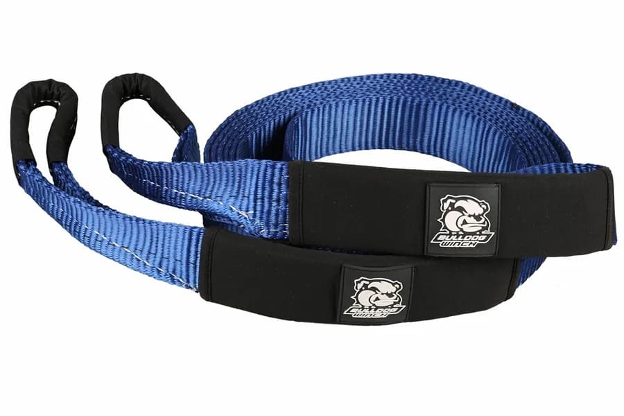 Recovery Strap 2 Inch x 20 Foot 20 000 LB BS Polyester Blue Bulldog Winch