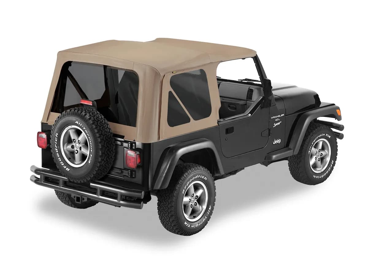 Dark Tan Replace-a-Top Replace-a-Top Fabric-only Soft Top Jeep 97-02 Wrangler; No door skins included; Tinted side and rear windows