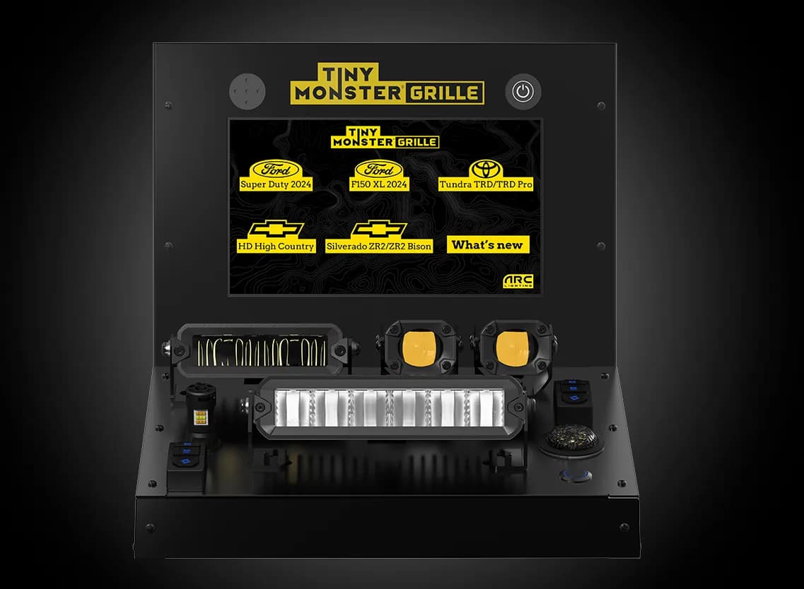 Tiny Monster Grille Countertop Display W/Lcd Displays (2 Pods/2 Bars) Black