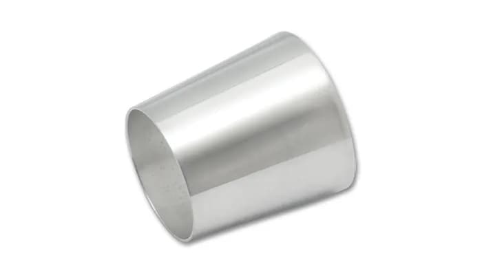 Aluminum Transitions; 2.5 in. Small Tube Size; 3 in. Large Tube Size; 3 in. Length; 1.7mm Wall Thickness; 6063 Aluminum; Polished;