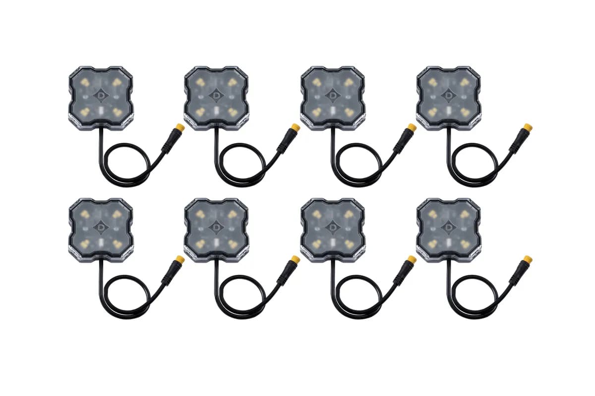 Diode Dynamics - Stage Series SXS Rock Light Installer Kit, White Diffused M8 (8-pack)