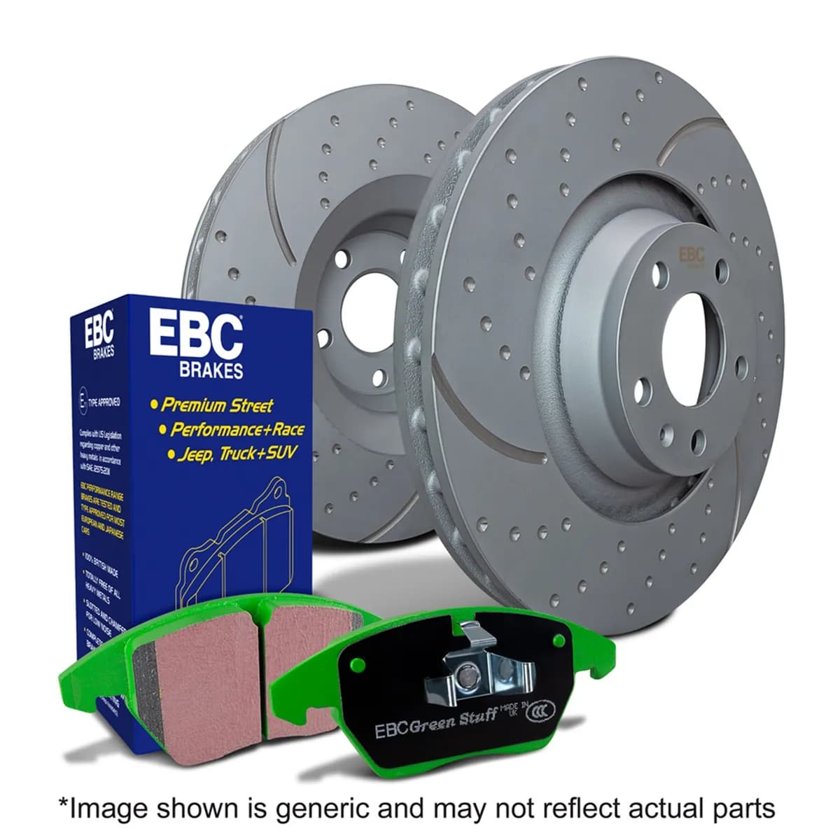 S3 Kits Greenstuff 6000 and GD Rotors Truck/SUV; Rear; FMSI Pad No. D1734; Solid; 5 Bolt Holes; 278mm Dia.;
