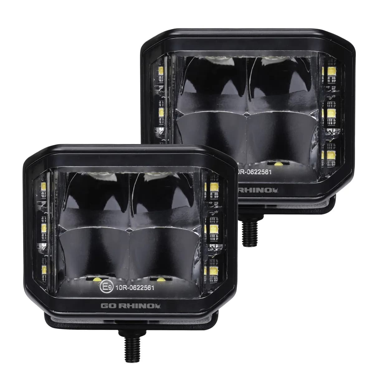 go Rhino 750700321scs Blackout Series - Sideline 4x3 LED Cube Spot Lights, Pair