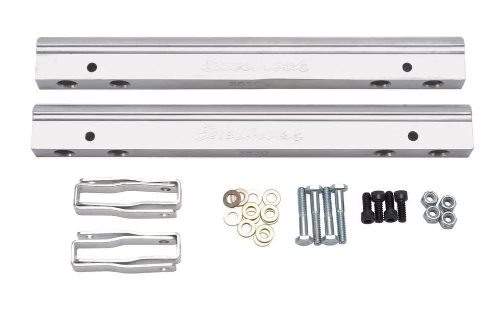 Edelbrock 3630 Fuel Rail Kit for Small-Block Chevy -6 AN in Clear Finish