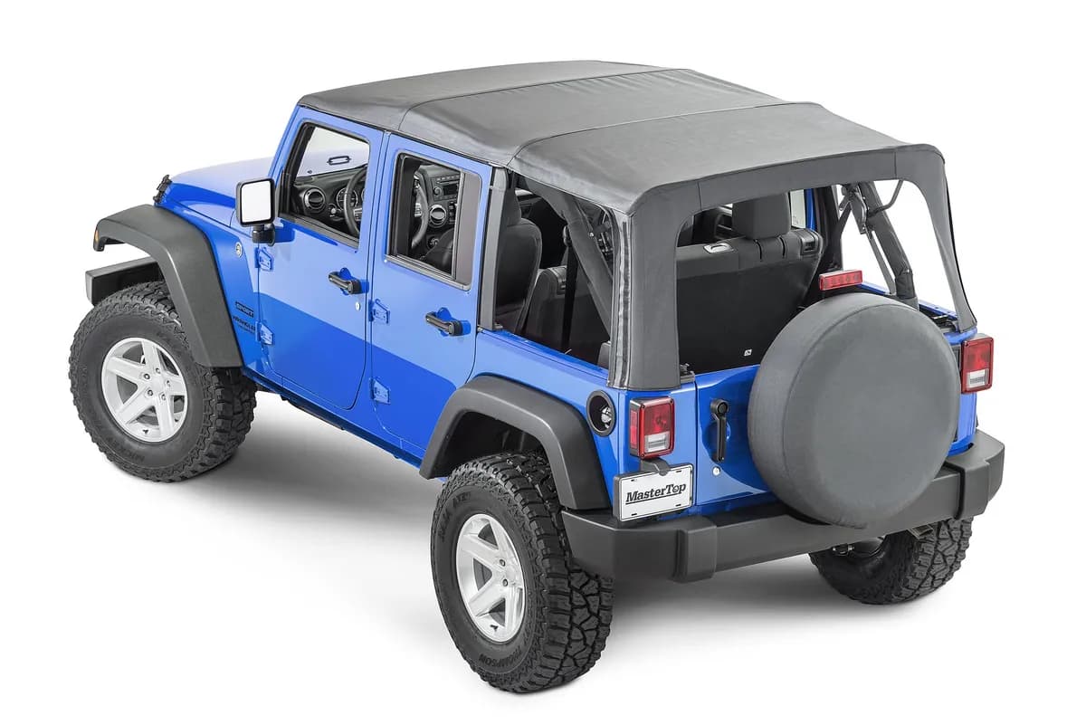 Jeep JK Replacement Top No Doorskins Tinted Glass For 07-09 Jeep WranglerJK 4 Door Black Diamond MasterTop