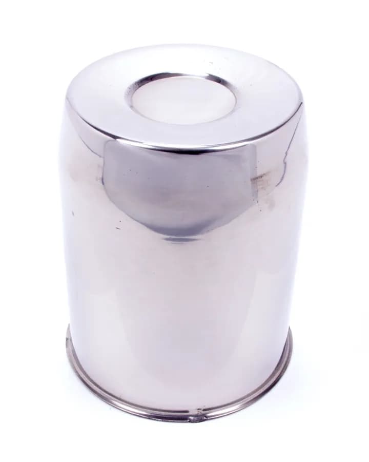 Push Thru Hub Cover Closed End Long 5.1 OD Polished Stainless Bulk HC211LSS