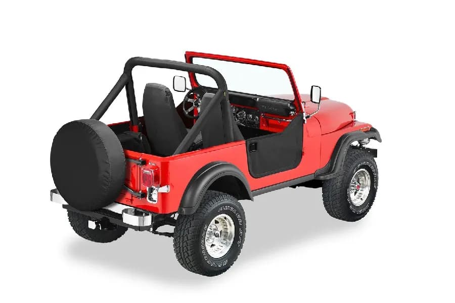 Lower Fabric Half Doors For Jeep 1980-1986 CJ7 W/Post Style Strikers With Post Style Strikers Black Crush Bestop