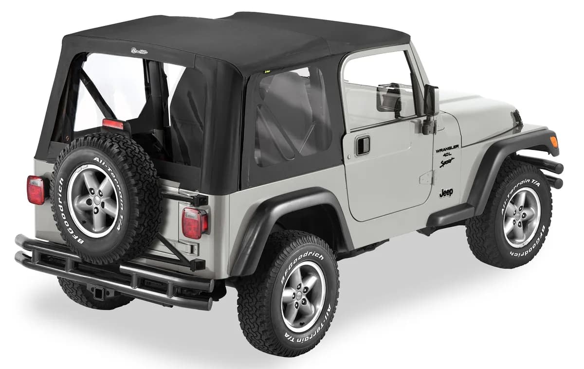 Black Diamond Replace-a-Top Replace-a-Top Fabric-only Soft Top Jeep 03-06 Wrangler; Except Unlimited; No door skins included; Clear side and rear windows