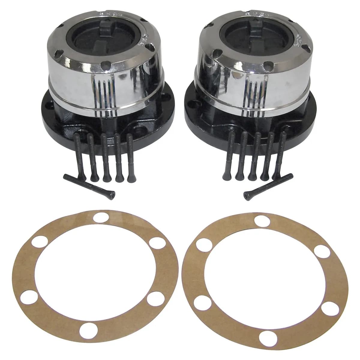 1972-1975 CJ-6;1972-1981 CJ-5;1976-1981 CJ-7;1981-1981 CJ-8;w/ 6-Bolt Flange Mounting; Manual Locking Hub Set for Standard 27-Spline Axle Shafts