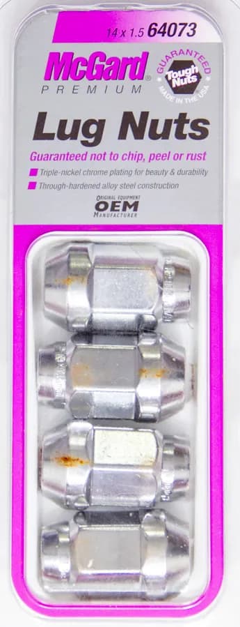 Hex Lug Nut M14x1.5 Cone Seat Bulge 22mm Hex 1.635 in Oal Chrome (4 Pk)