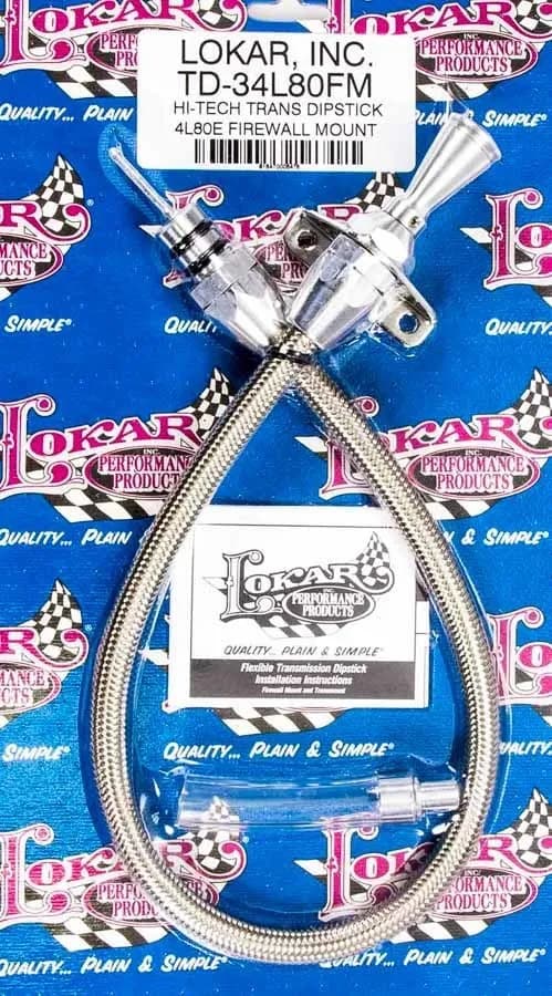 Hi-Tech Flexible Braided Transmission Dipstick; 24 in.; Firewall Mount; Incl. Flexible Dipstick/Funnel Adapter/Braided Stainless Outer Housing; Stainless Steel Finish;