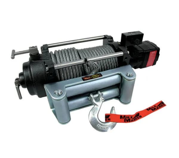 12000 LB Hydraulic Winch 18.7 C.I. 12V Hydrlic Motor w/Roller Fairlead 100 Foot Cable Adptr Sold Separately Req For Install Mile Marker