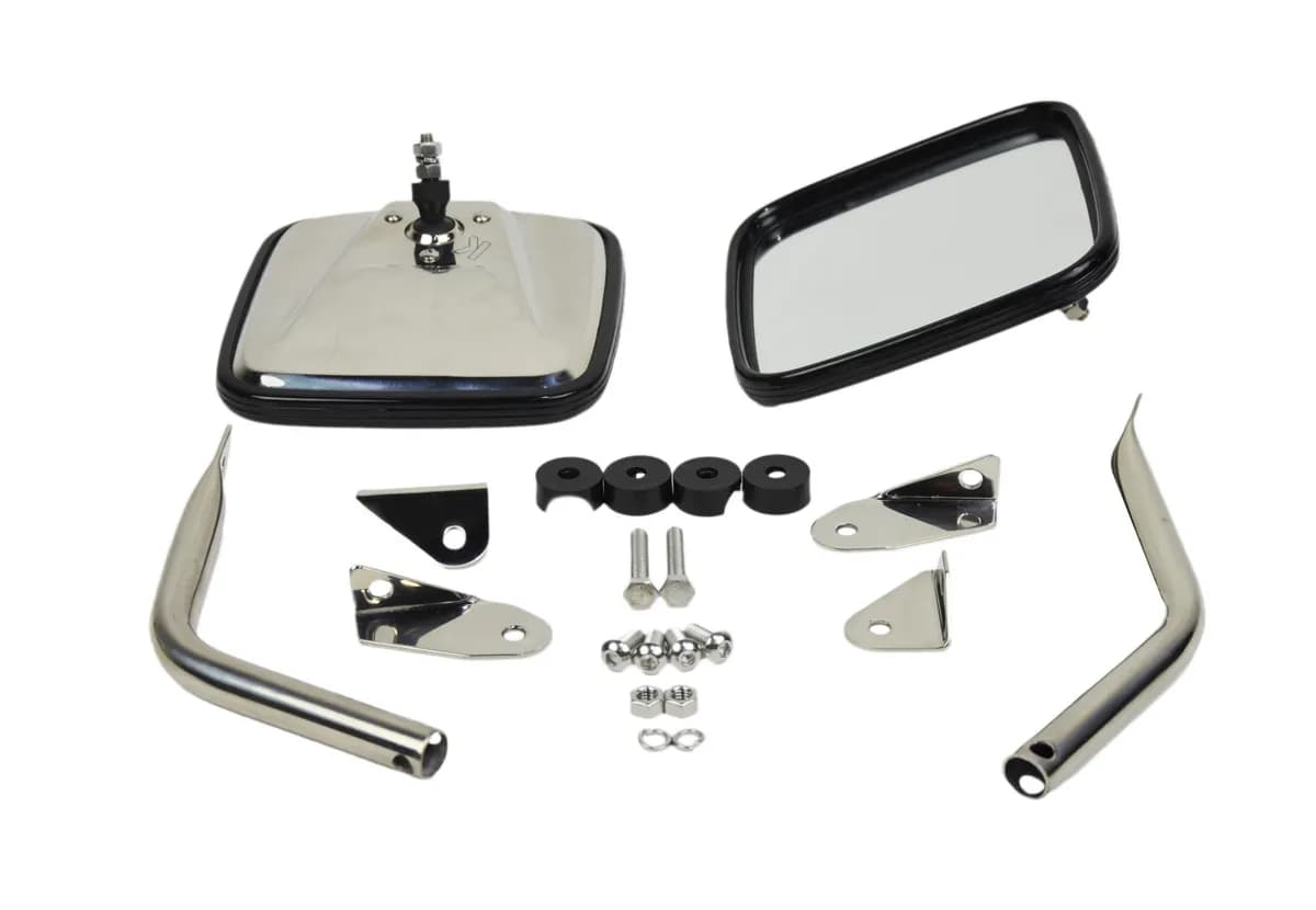 Jeep YJ Mirror Kit Pair 87-95 Wrangler TJ Polished Silver Kentrol