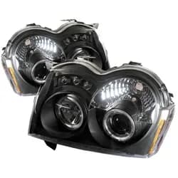 ( Spyder Signature ) Jeep Grand Cherokee 05-07 Projector Headlights - LED Halo - LED ( Replaceable LEDs ) - Black - High H1 (Included) - Low 9006 (Not Included)