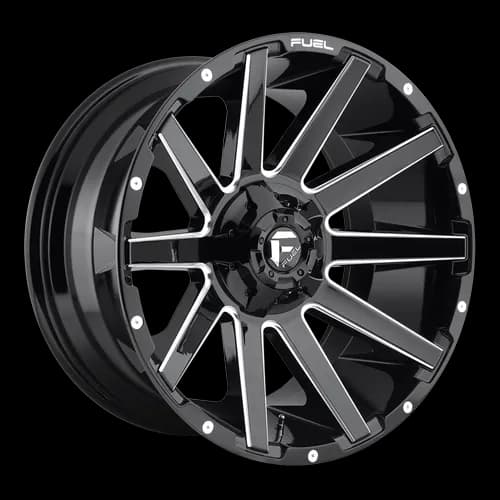 Aluminum Wheels 18X9 Contra D615 5 On 114.3/5 On 127 Gloss Black/Milled 78.1 Bore 1 Offset Multi Spoke Fuel Off Road Wheels