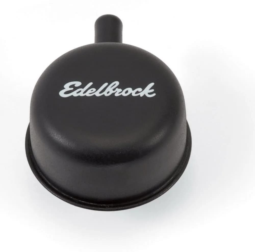 Edelbrock 4413 Signature Series Crankcase Breather Cap #4413 W/ 90 Degree Vent Nipple