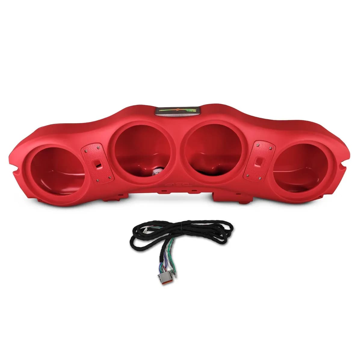 Overhead Soundbar | Fits 4 x 8” Ds18 Speakers | Digital LED Ligths Logo Badge | 2024-Up | Red 2024 -Up Jl/Jlu/Jt Loaded Overhead Soundbar System With Speakers And