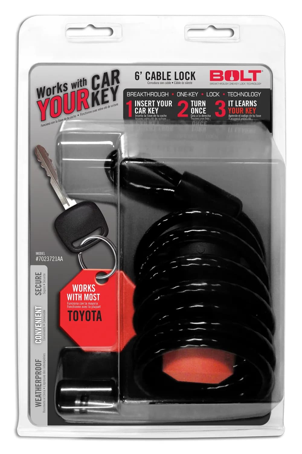 (Clamshell)toyota Vehicles 6ft Cable Lock (Not Compatiable With Toyota Emergency