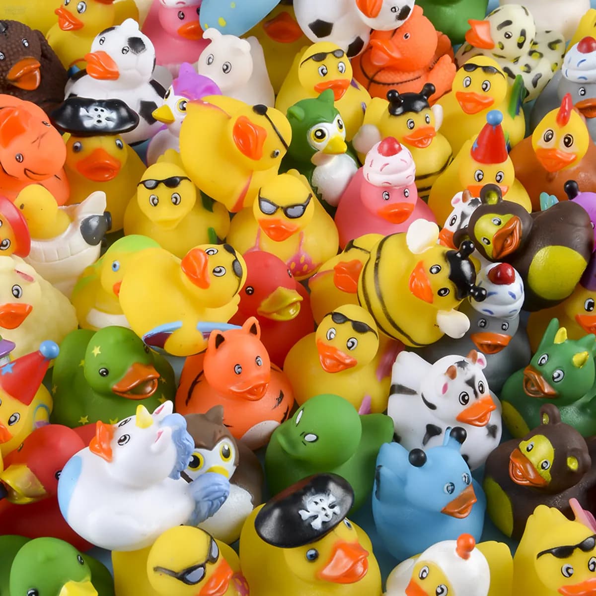 2" Rubber Duck Assortment - 100 Pack for Party Favors & Games