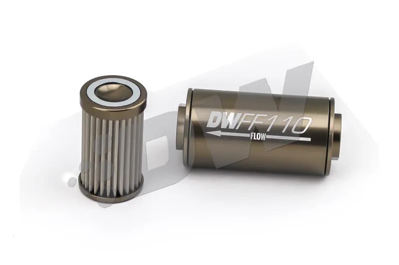10AN Female, 10 micron, 110mm In-line fuel filter kit